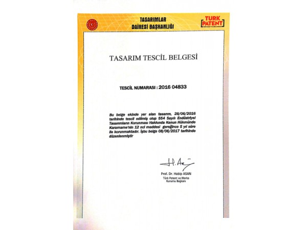 2016 - Tasarım Tescil Belgesi