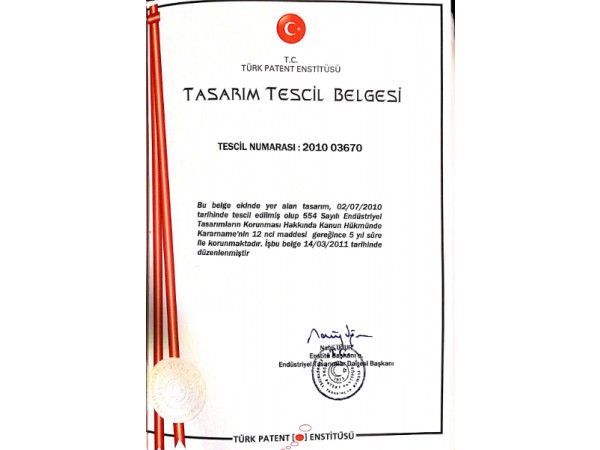 2010 - Tasarım Tescil Belgesi