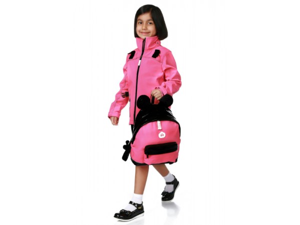 Kız Çocuk Soft Shell Çantalı Mont - Pembe