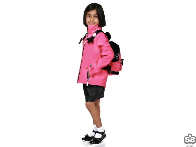 Kız Çocuk Soft Shell Çantalı Mont - Pembe